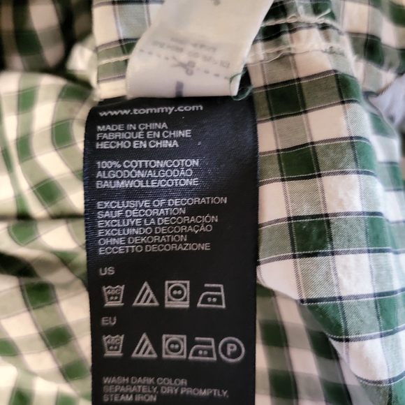 Tommy Hilfiger Large Button Down Shirt Green Plaid - Picture 4 of 4